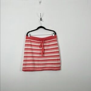 Madden NYC Striped Pink and White Crochet Knit Drawstring Waist Women's 2X Skirt